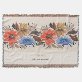 Cobertor Elegante Floral Aquarela Pastel Terracota 