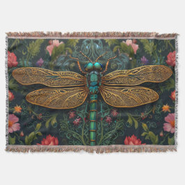 Cobertor Elegante Vintage dragonfly boho botânico