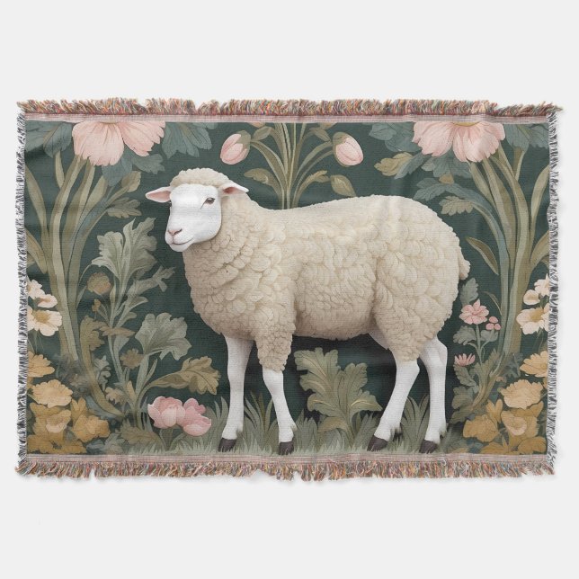 Cobertor Elegante White Sheep William Morris Inspirado (Frente)