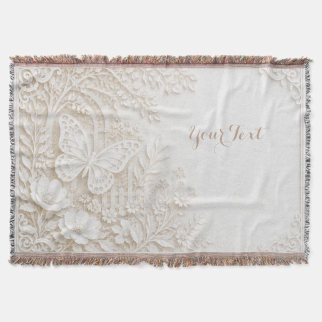 Cobertor Eleganter Papercut Schmetterling mit Blumenrahmen (Frente)