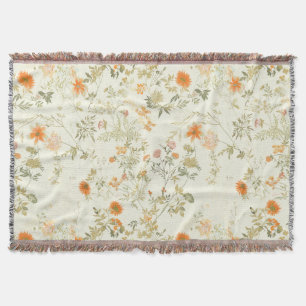Cobertor Elegantes flores silvestres laranja aquarela