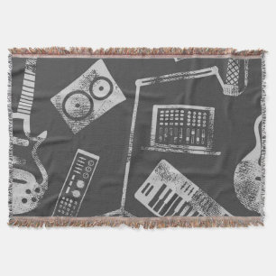 Cobertor Elementos de música: vintage com tela de fundo con