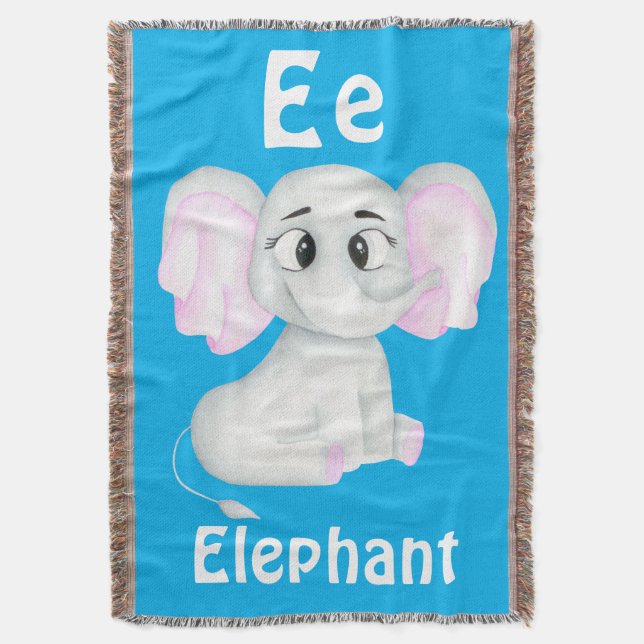 Cobertor Elephant personalize ABC: Carta E - Adicione seu n (Frente Vertical)