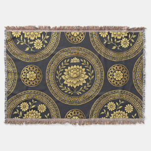 Cobertor Emblema de Ouro Mandala Lotus de Luxo