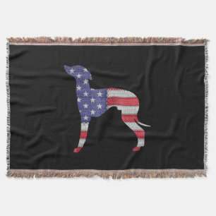 Cobertor embroide da bandeira americana patriota-italiana g