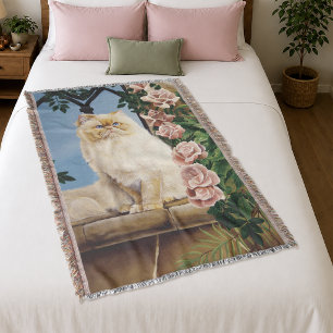Cobertor Encantadora Rosa Persian Cream Cat Floresta Dríade