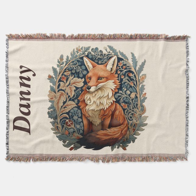 Cobertor Encantando Fox Woodland com Nome Personalizado (Frente)