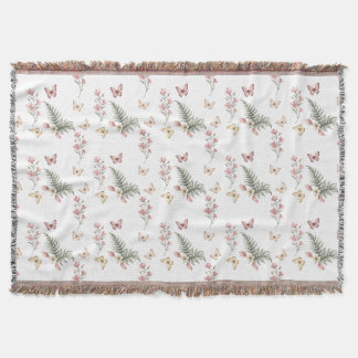 Cobertor Enchanted Butterfly Garden Romantic Floral Pattern