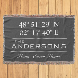 Cobertor Endereço Doméstico do Nome da Família Latitude Lon