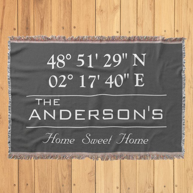 Cobertor Endereço Doméstico do Nome da Família Latitude Lon (Criador carregado)