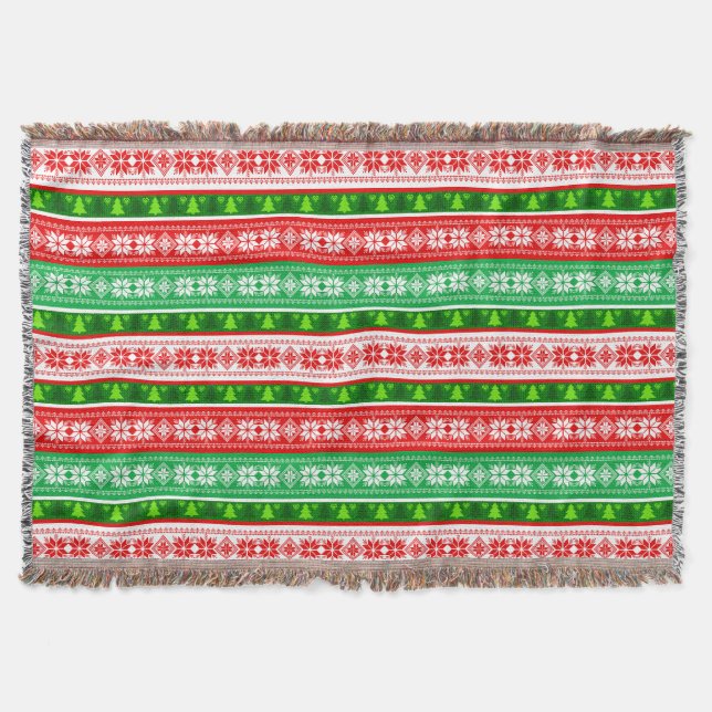 COBERTOR ENFEITES DE NATAL DESIGN VERMELHO BRANCO VERDE (Frente)