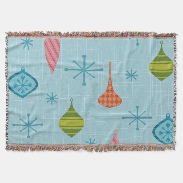 Cobertor Enfeites de natal modernos do meio século (Frente)