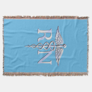Cobertor Enfermeiro Registrado RN Caduceus no Decor Azul Be