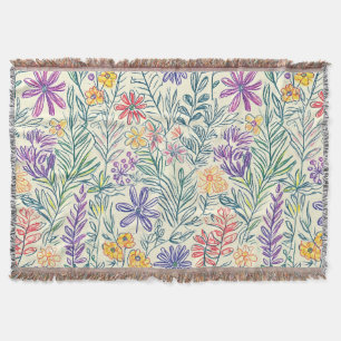 Cobertor Esboço de Flor Silvestre Vintage (2)