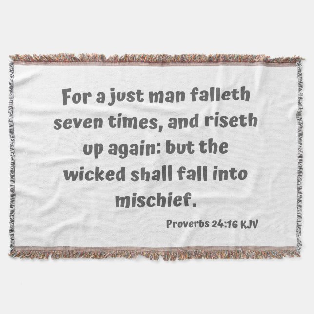 Cobertor Escritura Versa da Bíblia KJV do Proverbs 24:16 (Frente)