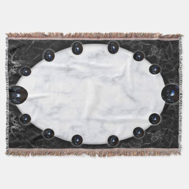 Cobertor Esfera de mármore branco e preto Gráficos (Frente)