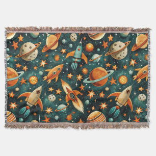 Cobertor Espaço Atômico Laranja Teal do Meio do Século