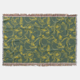 Cobertor Esquema de limão amarelo em verde escuro