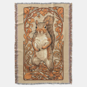 Cobertor Esquilo Art Nouveau - esquilo engraçado amante