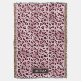 Cobertor Estampa Animal Leopardo Rosa Com Folha Falsa E Nom