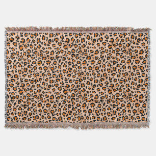 Cobertor Estampa de leopardo laranja e marrom