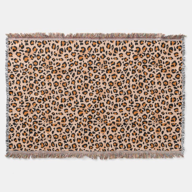 Cobertor Estampa de leopardo laranja e marrom (Frente)