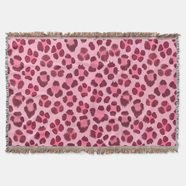 Cobertor Estampa de onça rosa (Frente)