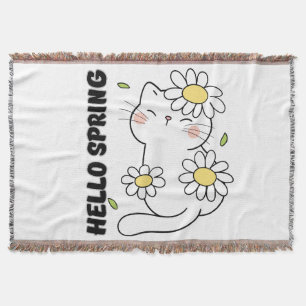Cobertor Estética Minimalista Olá Primavera Gato & Margarid