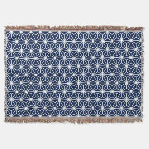 Cobertor Estilo Asanoha - Branco em Azul-disco 001744