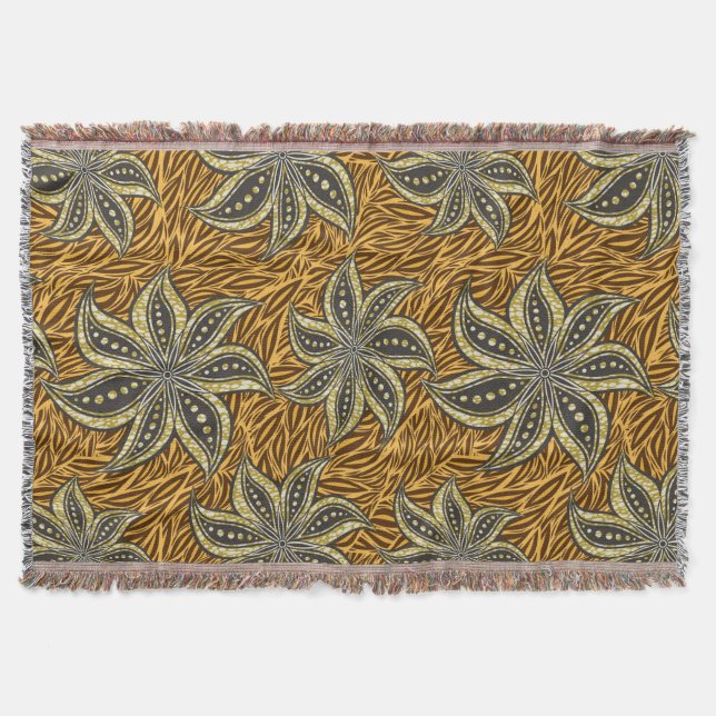 Cobertor Estilo de Batik Floral Abstrato africano (Frente)