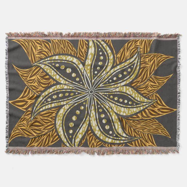 Cobertor Estilo de Batik Floral Abstrato africano (Frente)