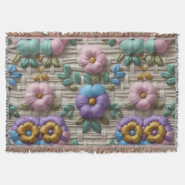 Cobertor Estilo Floral bordado | Enxergar & Cozy (Frente)