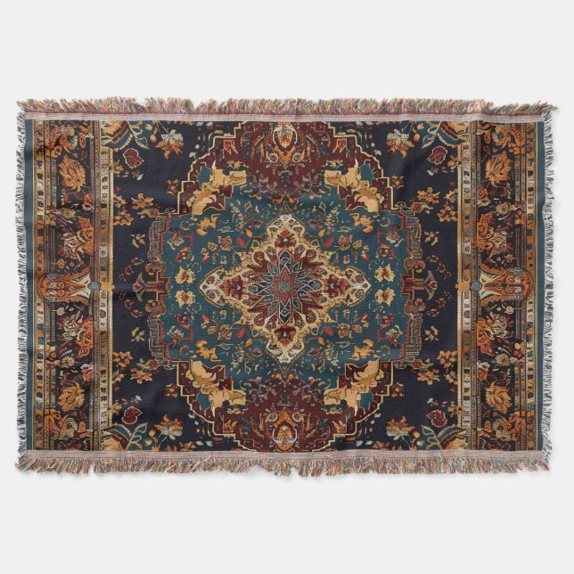 Cobertor Estilo marroquino azul vermelho (Frente)