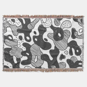 Cobertor Estilo Preto da Camuflagem de abstrato Doodle