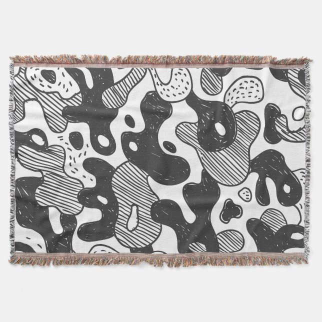 Cobertor Estilo Preto da Camuflagem de abstrato Doodle (Frente)