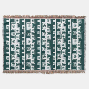 Cobertor Estilo Tribal II - Musgo Escuro Verde no Branco