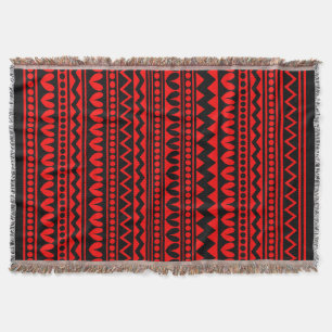 Cobertor Estilo Tribal - Preto em Vermelho