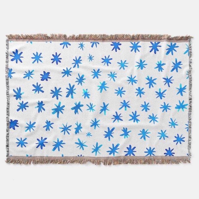 Cobertor Estrelas aquarelas - azuis (Frente)