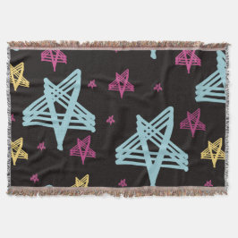 Cobertor Estrelas Balançando Rosa Azul Preto