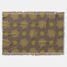 Cobertor Estrelas e círculos em castanho e verde
