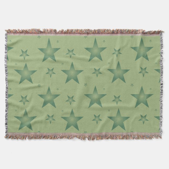 Cobertor Estrelas Elegante e Na moda em Verde Sage (Frente)