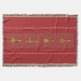Cobertor Ethiopian Orthodox Crosses – Gold on Red