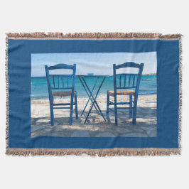 Cobertor Eu adoro Grécia taverna foto azul e branca