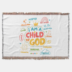 Cobertor Eu sou uma Criança de Deus Fé Cristã Retro Jesus