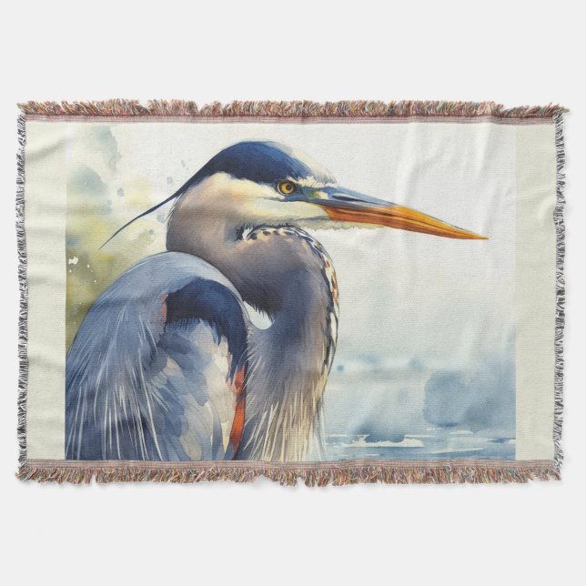 Cobertor Excelente Blue Heron Wildlife Wetlands Bird Art Na (Frente)