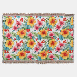 Cobertor Exotic Watercolor Hawaiian Floral