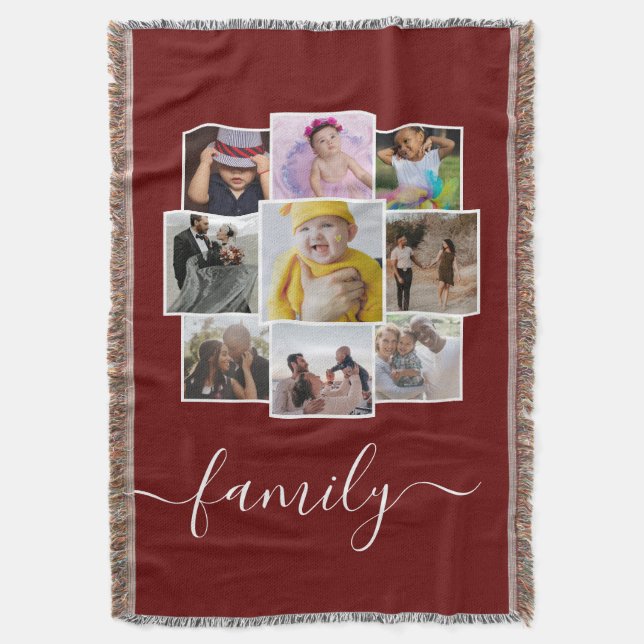 Cobertor Família Personalizada de Colagem de Fotos e Texto  (Frente Vertical)