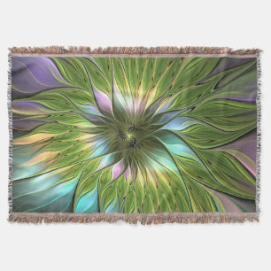 Cobertor Fantasia Colorida Luminosa Flores Arte Fractal