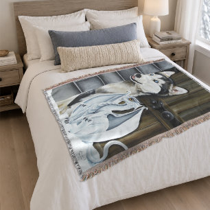 Cobertor Fantasiosa Fantasia de Inverno Husky Cão Dragão Ca