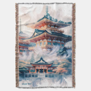 Cobertor Fantasy Cujo Templo Japonês Watercolor